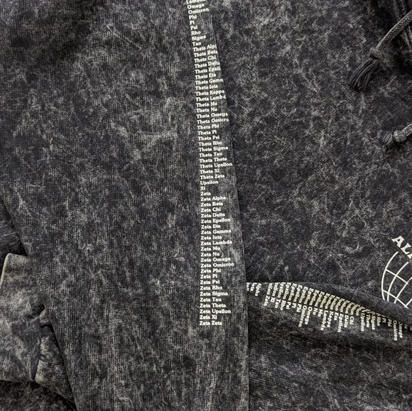 Alpha Delta Pi black acid wash sorority hoodie sweatshirt size Large - Picture 5 of 10